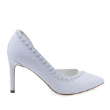 Pantofi eleganți damă Guban D1367 din piele naturală albă, vedere lateral dreapta, toc 9 cm, design sofisticat pentru evenimente și ținute office