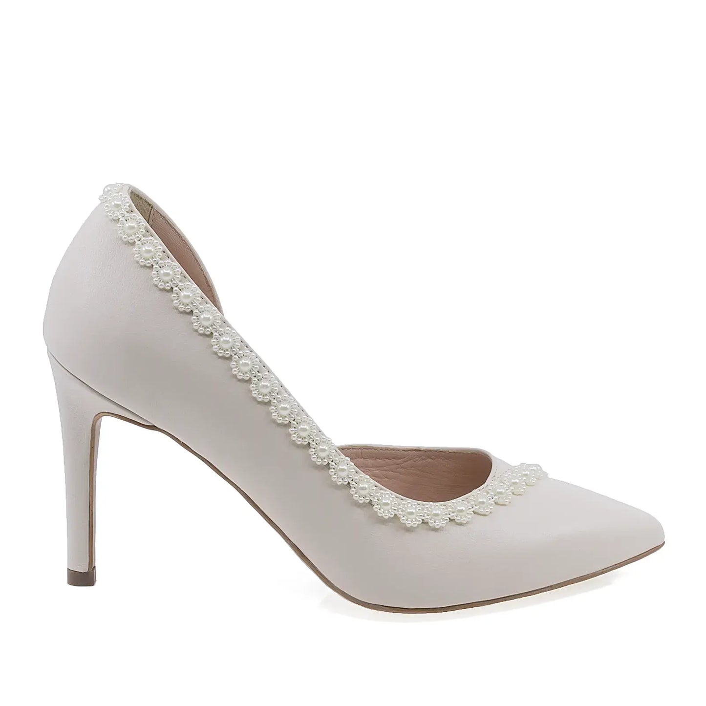 Pantofi damă Guban D1367 crem din piele naturală, vedere lateral dreapta, design elegant și confortabil