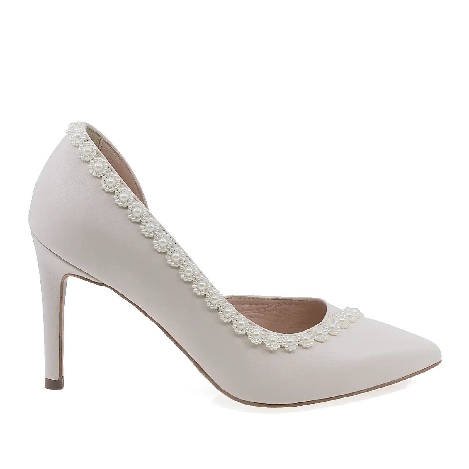 Pantofi damă Guban D1367 crem din piele naturală, vedere lateral dreapta, design elegant și confortabil