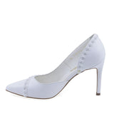 Pantofi damă Guban D1367 albi, piele naturală premium, vedere lateral stânga, toc 9 cm, confort și eleganță feminină