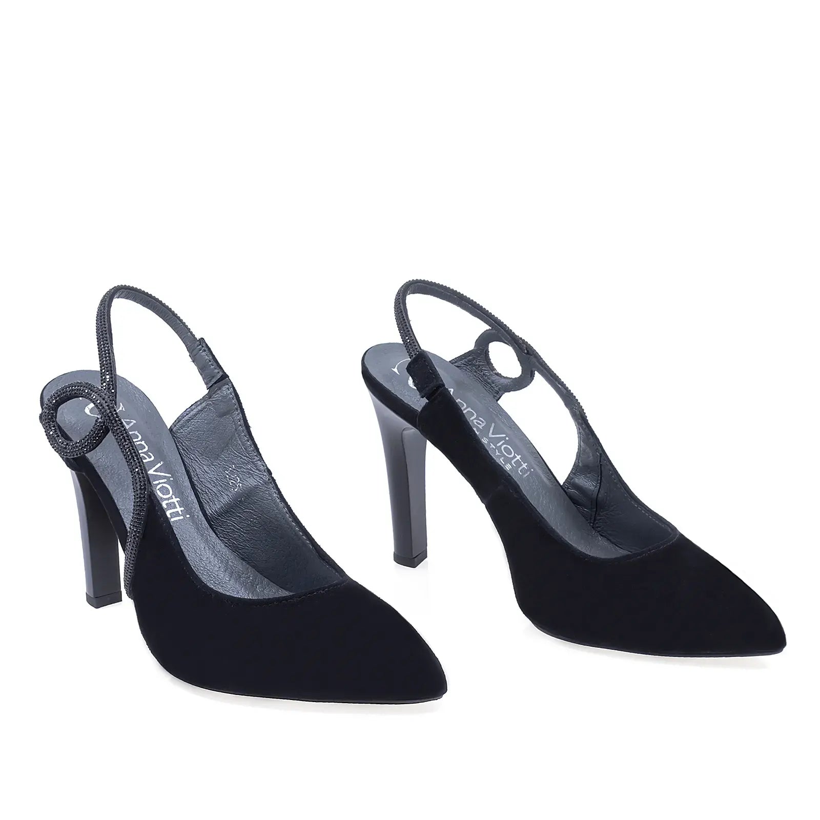 Pantofi eleganți damă Kordel D2880 negri, vârf închis, piele întoarsă premium, design clasic pentru evenimente și office