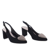 Pantofi damă eleganți Kordel 2793, vârf închis, piele întoarsă neagră, design clasic și rafinat