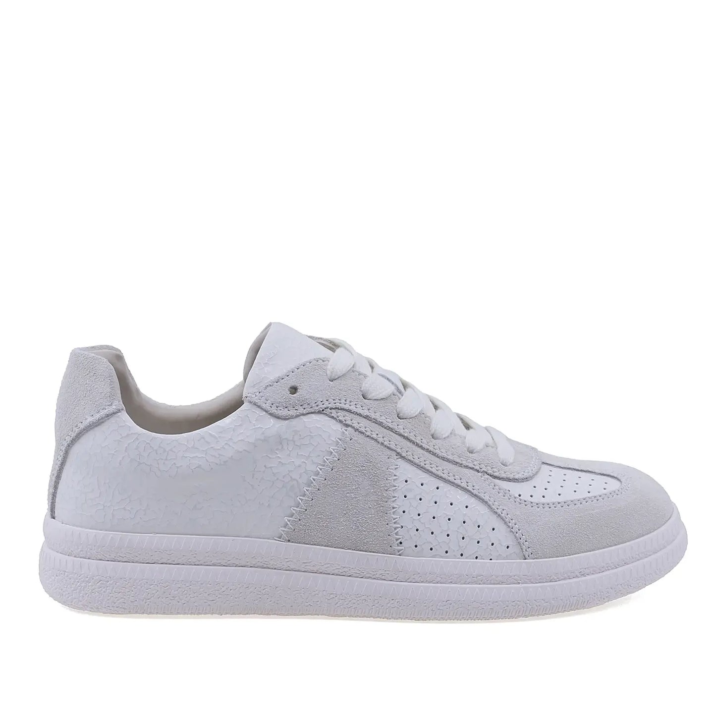 Pantofi dama casual Anna Viotti piele intoarsa, D116-S23142-04RY, alb/gri