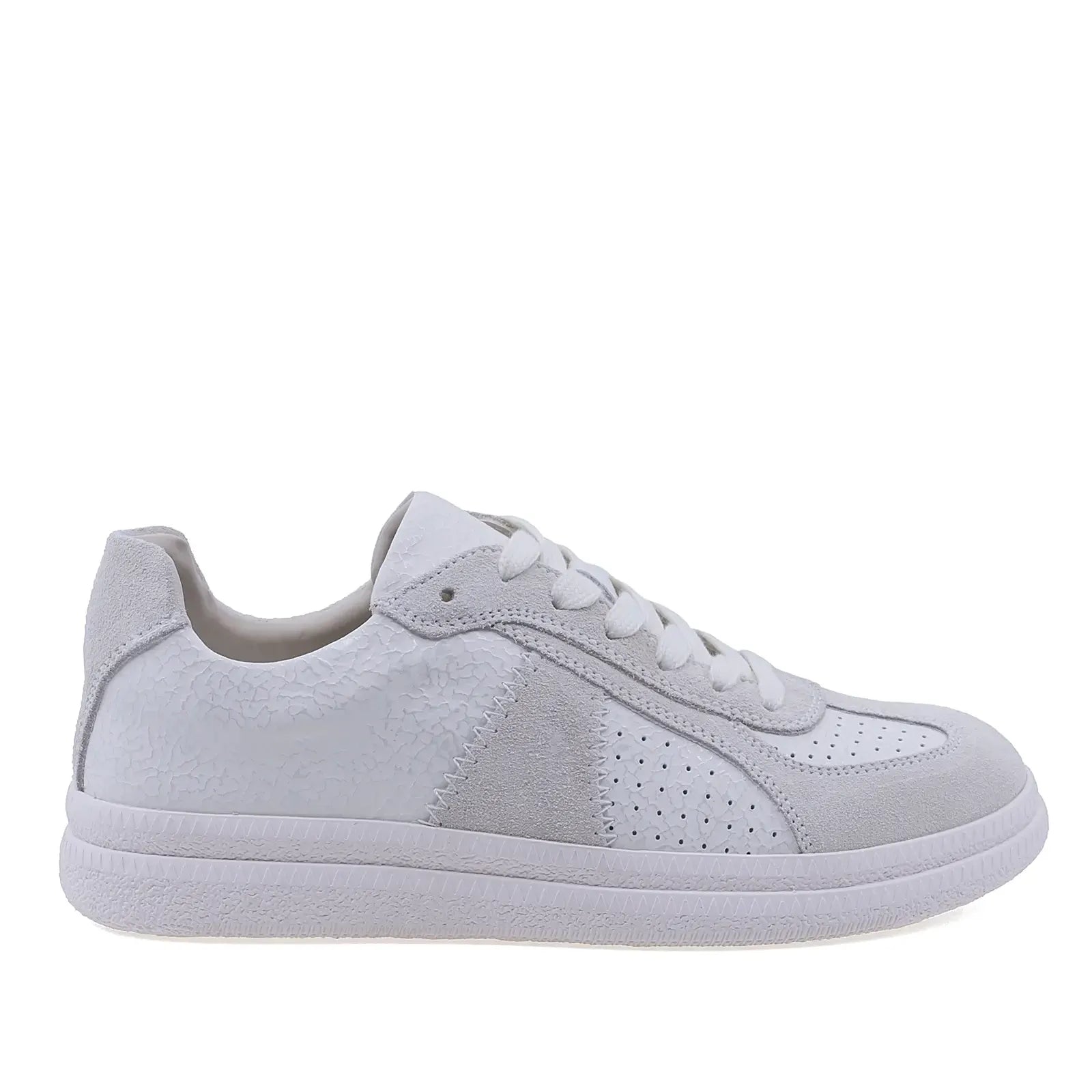Pantofi dama casual Anna Viotti piele intoarsa, D116-S23142-04RY, alb/gri