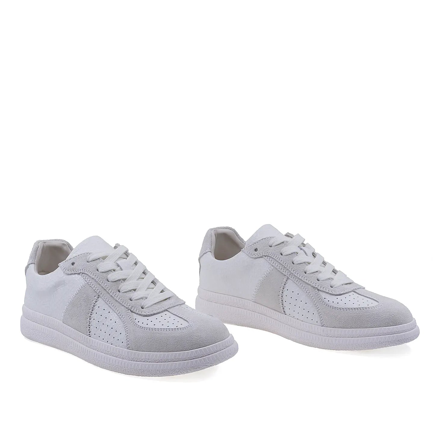Pantofi dama casual Anna Viotti piele intoarsa, D116-S23142-04RY, alb/gri