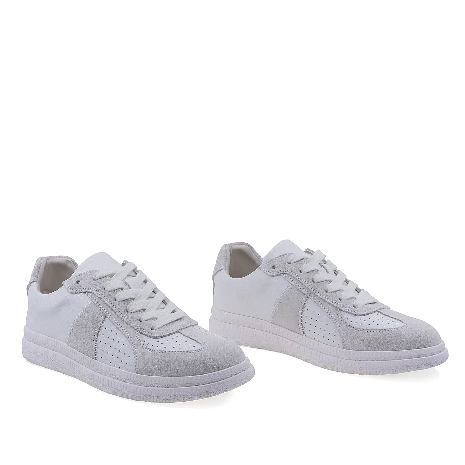Pantofi dama casual Anna Viotti piele intoarsa, D116-S23142-04RY, alb/gri