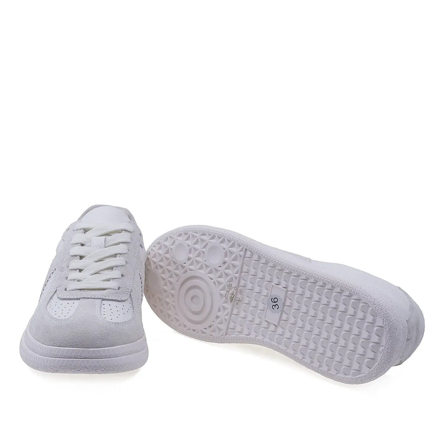 Pantofi dama casual Anna Viotti piele intoarsa, D116-S23142-04RY, alb/gri