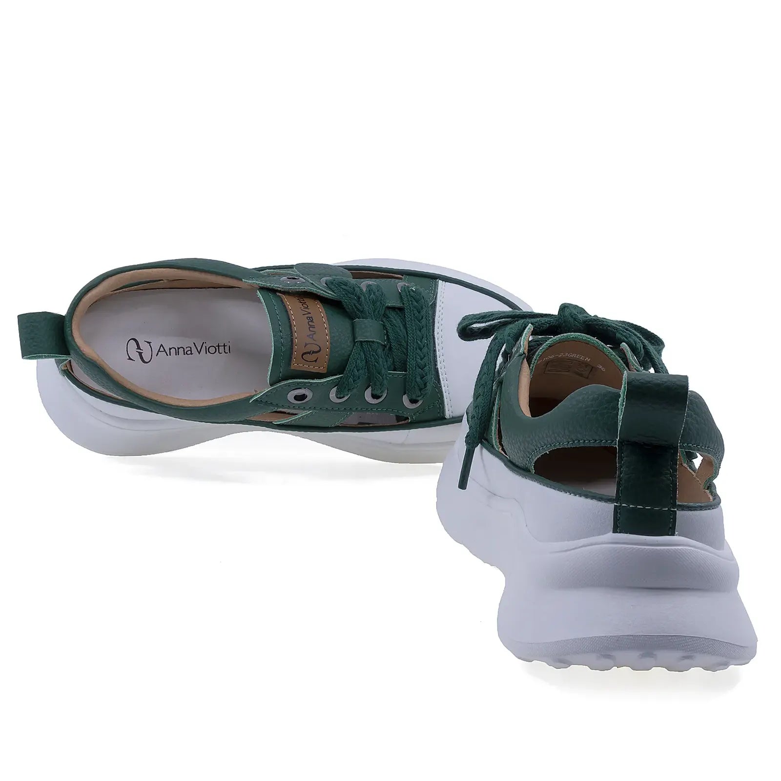 Pantofi dama casual Anna Viotti piele naturala, D106-23, verde