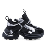 Pantofi dama sport Anna Viotti piele intoarsa D106-YM117-1 negru/argintiu