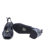 Talpă pantofi damă eleganți Anna Viotti negri piele naturală, toc 6 cm, stabilitate și aderență
