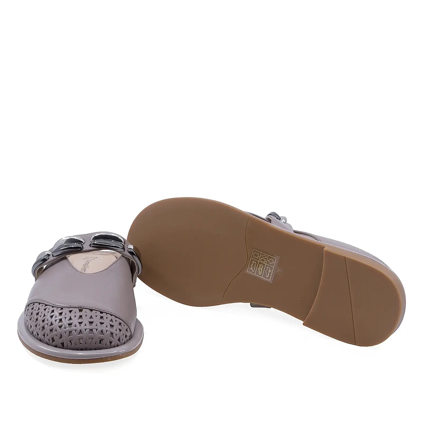 Talpă saboti damă casual gri Anna Viotti piele naturală, model 6365P-A139-Y01, aderență bună și flexibilitate