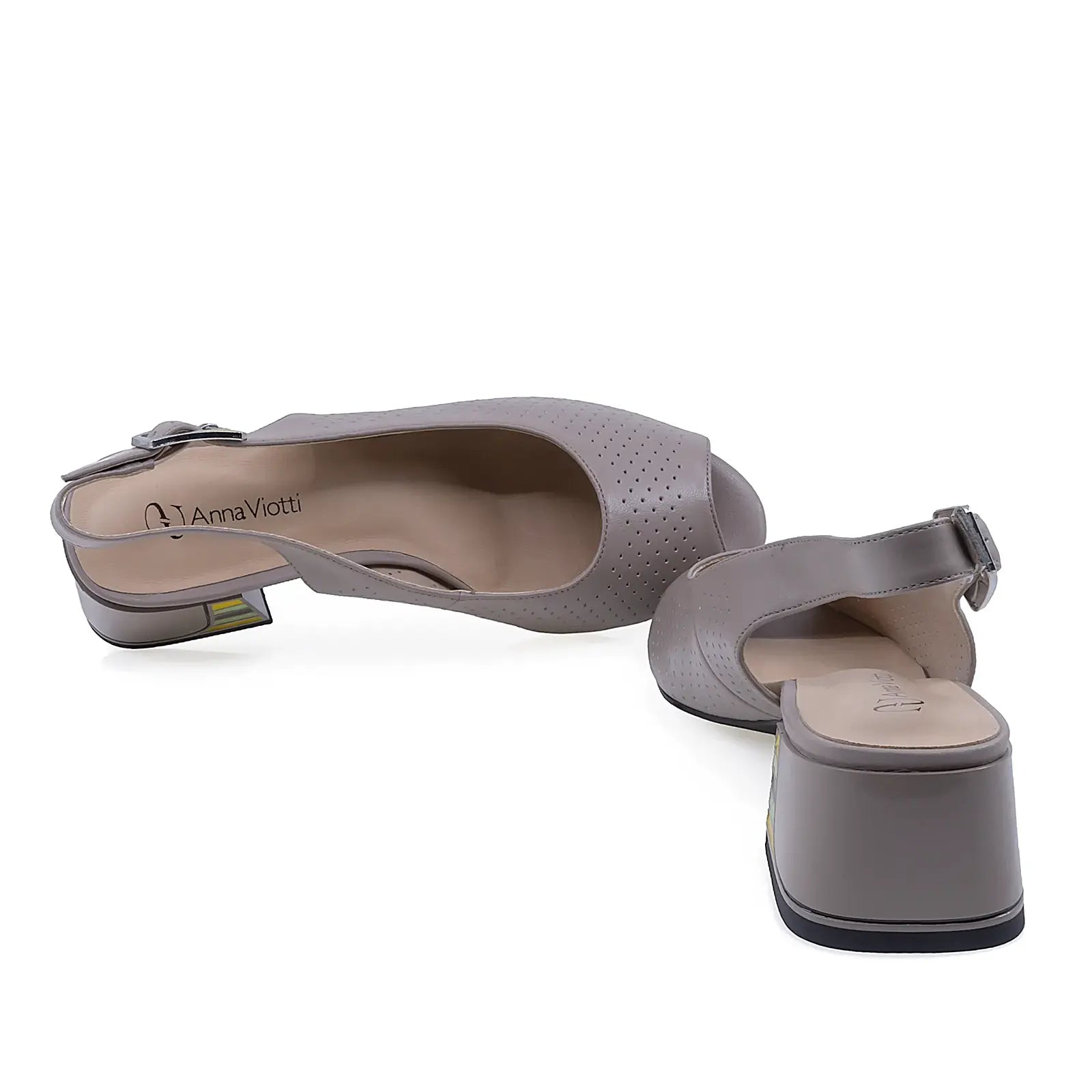 Sandale damă elegante Anna Viotti gri cu brant confortabil din piele naturală, model D105-6369P-A10-YT03, purtare îndelungată