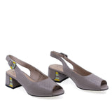 Sandale damă elegante gri piele naturală Anna Viotti model D105-6369P-A10-YT03, vedere frontală, look fashion feminin