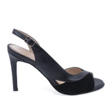Sandale damă elegante Guban D1333 negre, piele naturală, vedere lateral dreapta, toc 9 cm cu platformă pentru confort și stabilitate