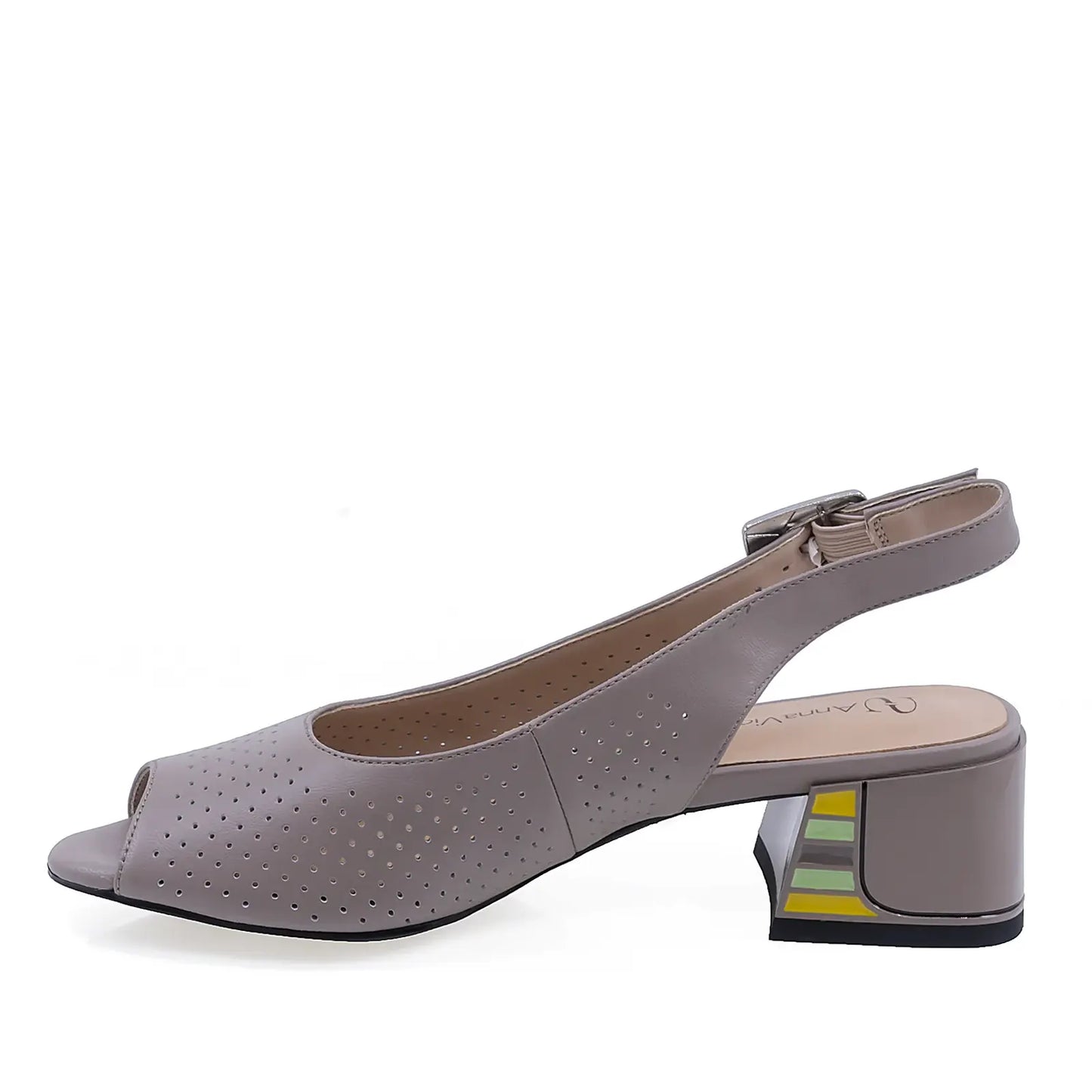 Sandale elegante damă gri piele naturală Anna Viotti D105-6369P-A10-YT03, lateral stânga, design modern și sofisticat