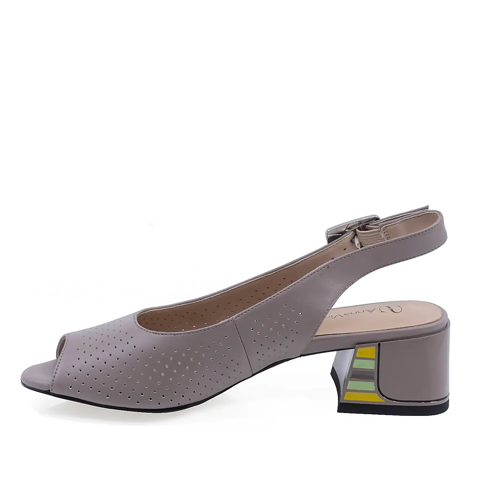 Sandale elegante damă gri piele naturală Anna Viotti D105-6369P-A10-YT03, lateral stânga, design modern și sofisticat