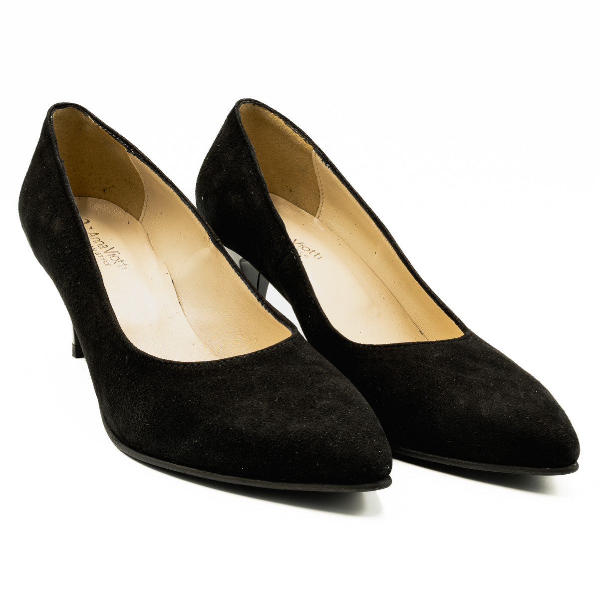 Pantofi dama Anna Viotti din piele naturala D F57 VELUR NEGRU 