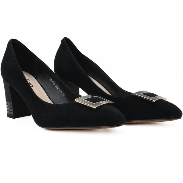 Pantofi dama Feeling din velur negru - 3205