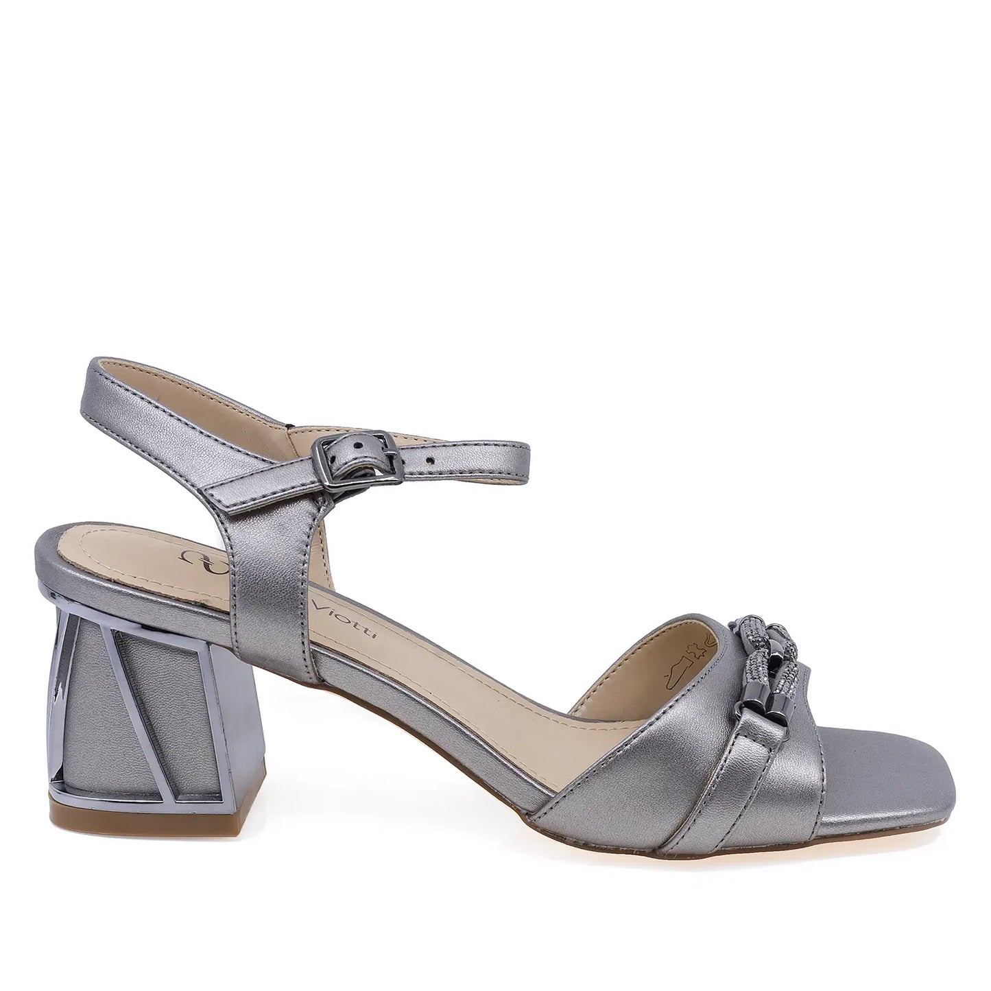 Sandale dama elegante Anna Viotti piele naturala D106-RD1167A96 argintiu