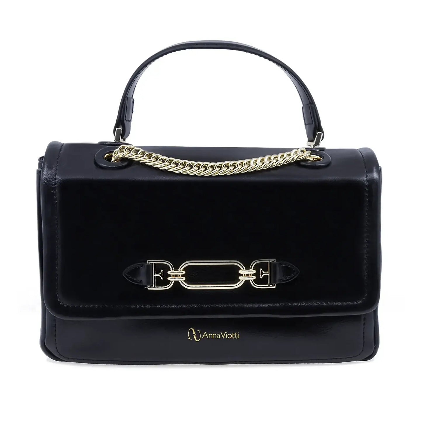 Geantă damă Anna Viotti piele naturala lucioasa CS6669A002 neagra