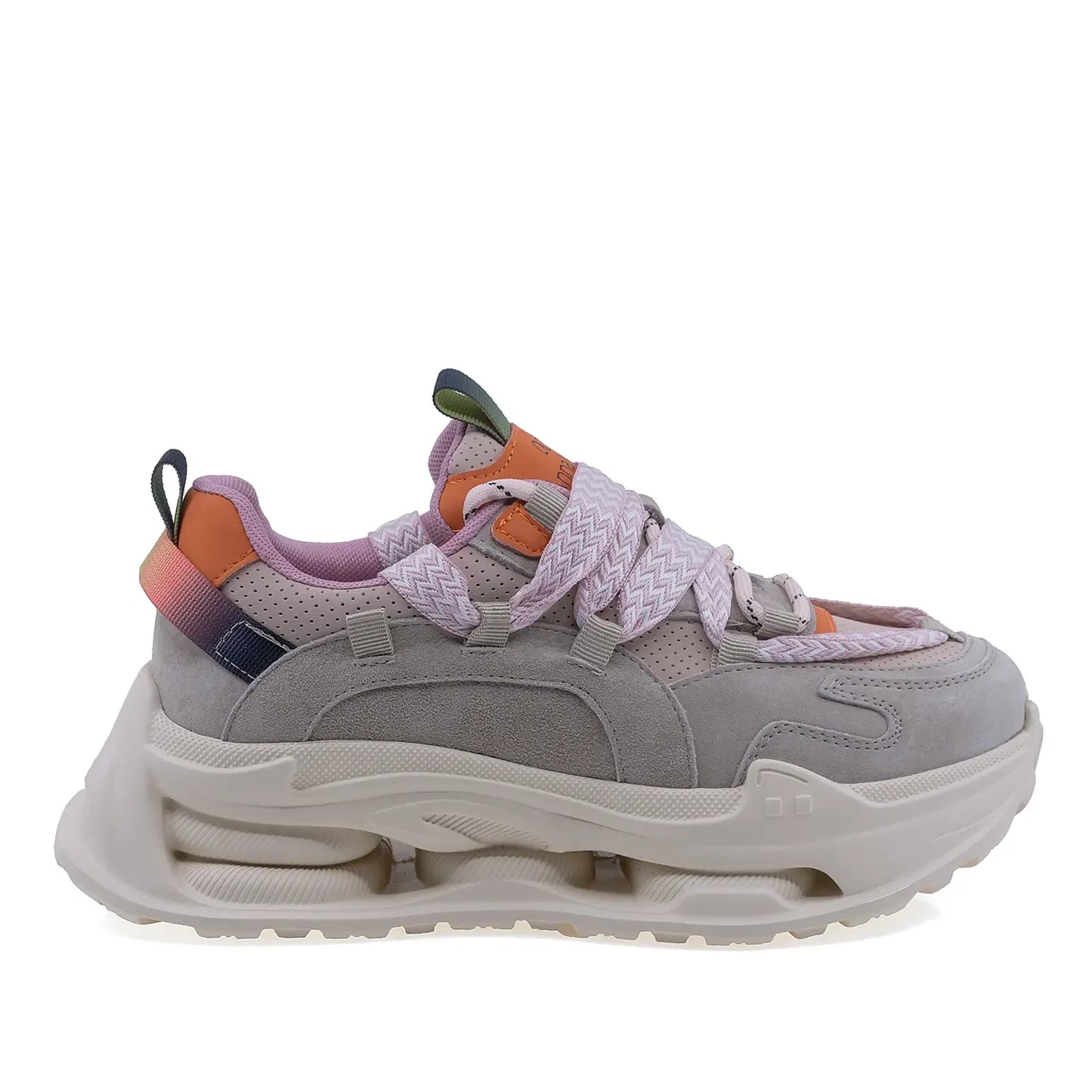 Pantofi dama sport Goretti piele intoarsa D106-3 roz/multi