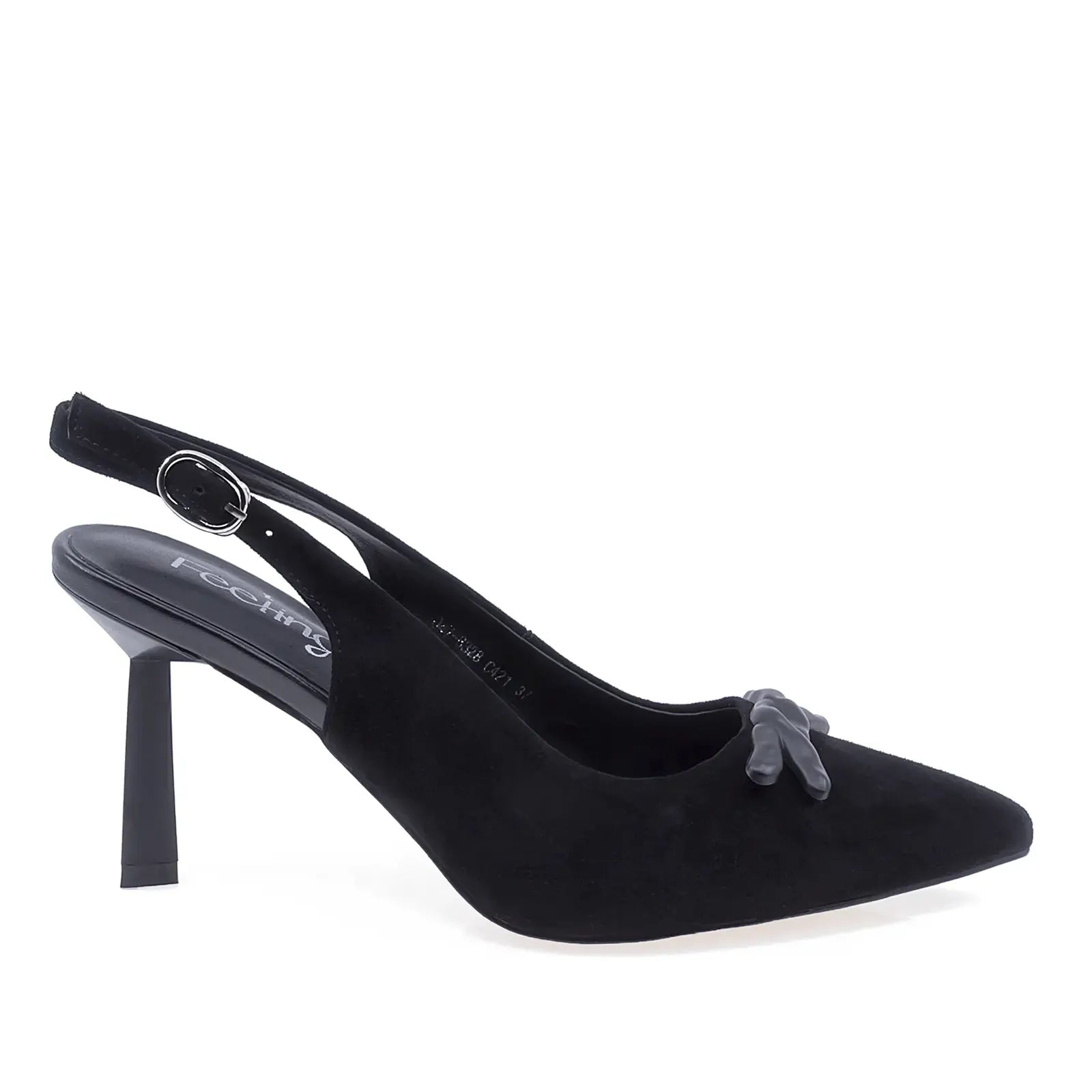 Pantofi dama eleganti Feeling piele intoarsa D47-8328 negru