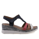 Sandale dama casual Anna Viotti piele naturala D72-707 bleumarin/rosu/coniac