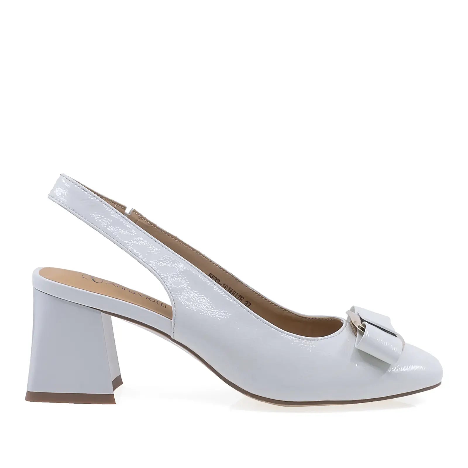 Pantofi dama eleganti Anna Viotti piele lacuita D105-5533-161 albi