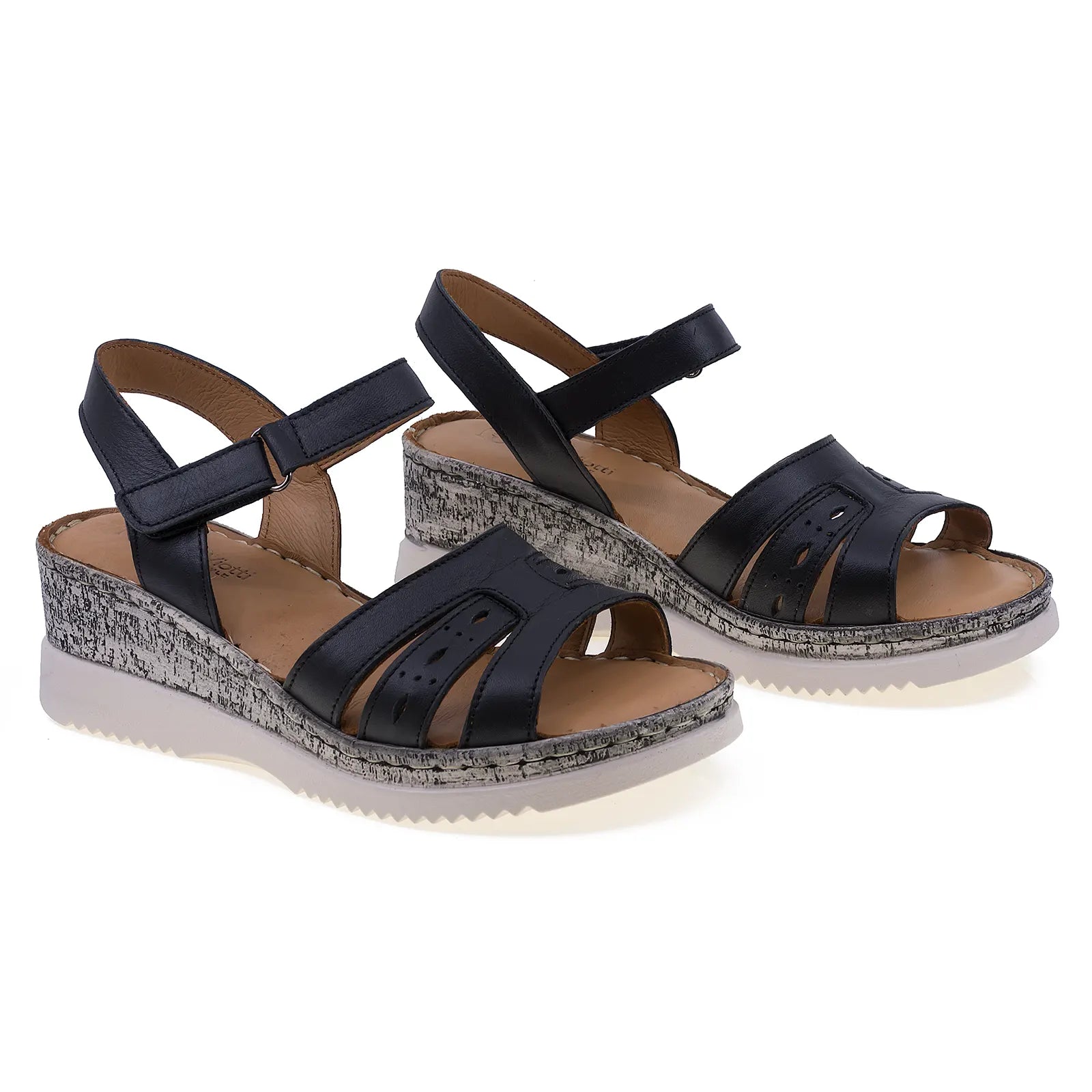 Sandale dama casual Anna Viotti piele naturala D72-702 negru