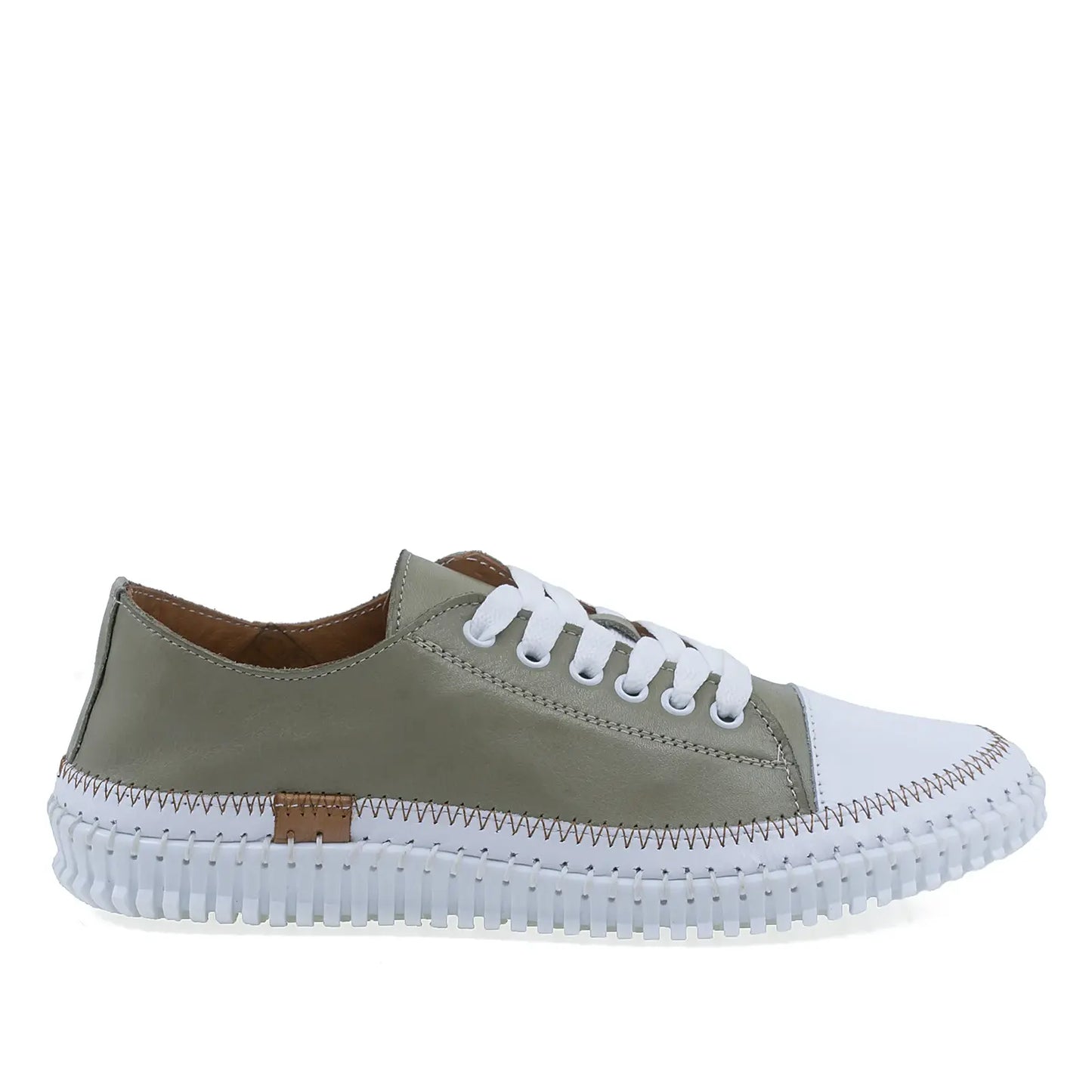 Pantofi Dama Casual Anna Viotti Piele naturala D76-409 verde/alb