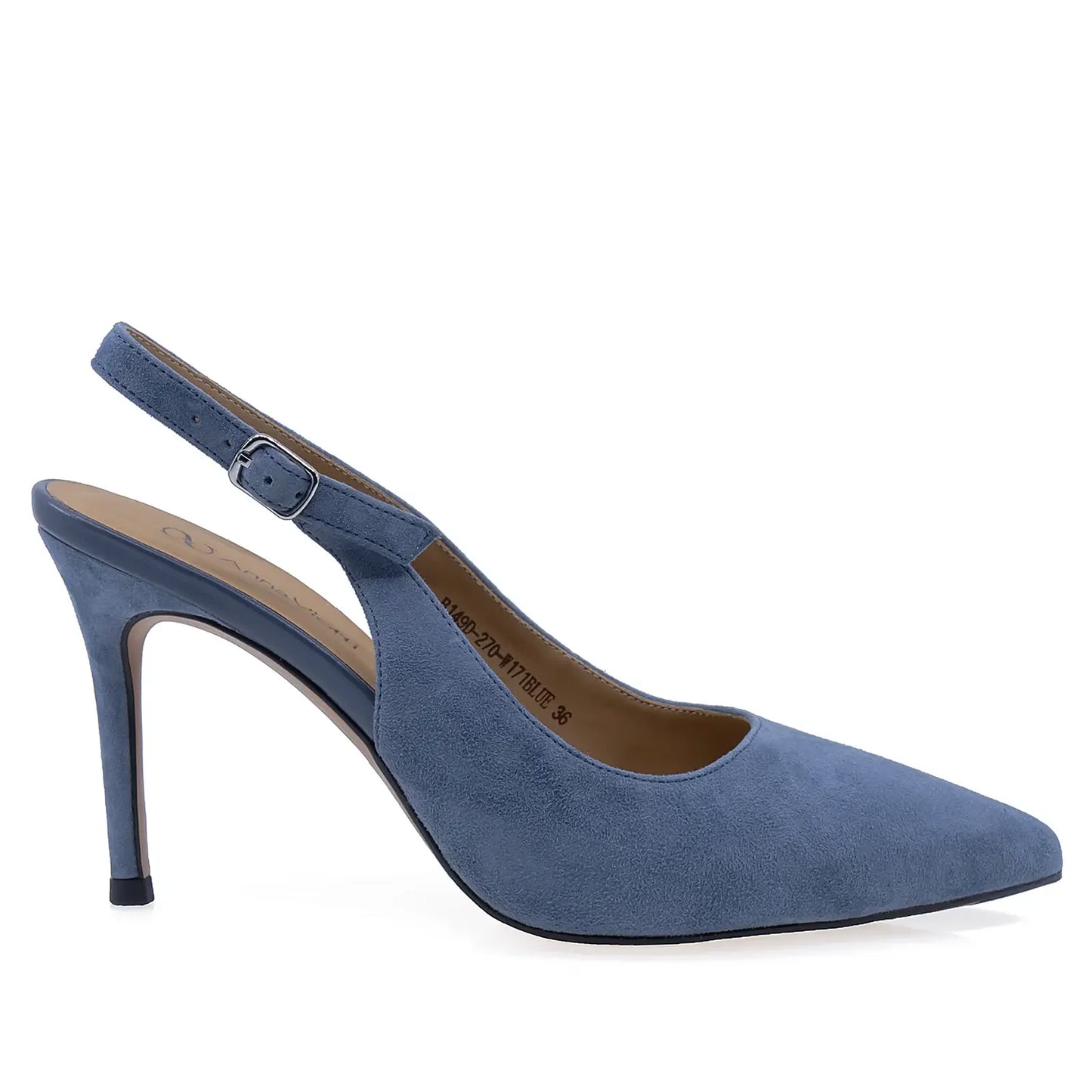 Pantofi dama eleganti Anna Viotti piele intoarsa D105-B149D-270-W171 albastru