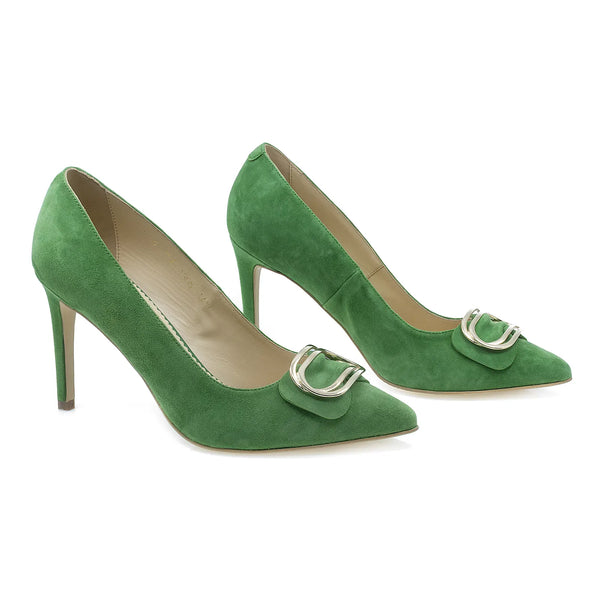 Pantofi dama Guban din piele intorsa D 1454 verde-1