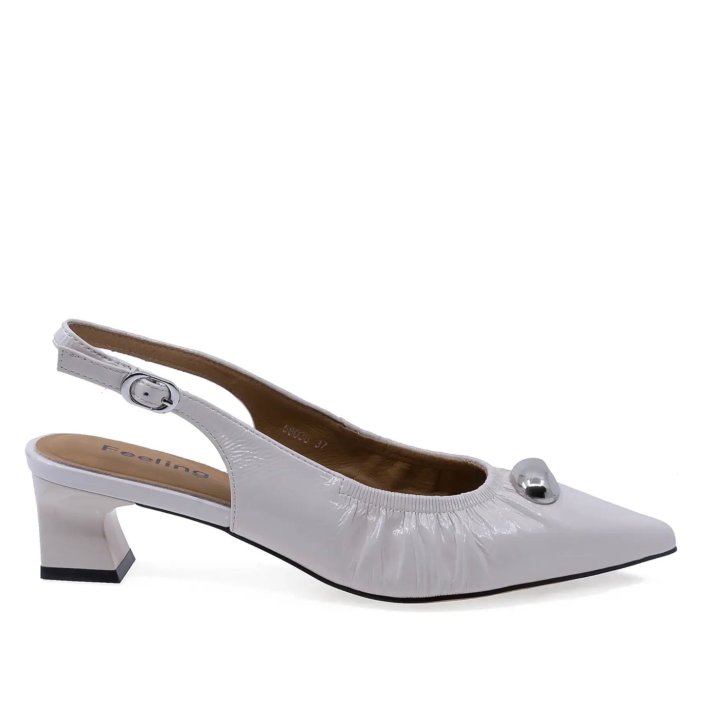 Pantofi dama eleganti Feeling piele lacuita D58038 Alb