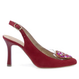 Pantofi dama eleganti Kordel piele intoarsa 2660 rosu