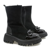 Ghete dama Anna Viotti din piele intoarsa D44-4406 negru-1