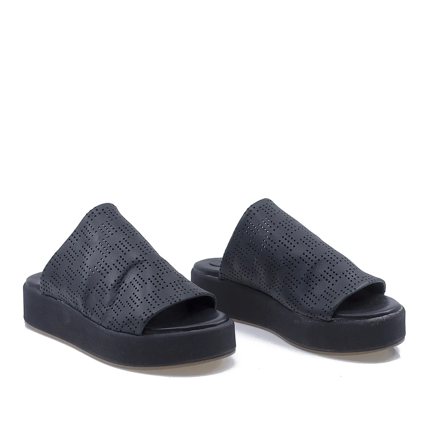 Papuci dama casual piele naturala D55-106 negri