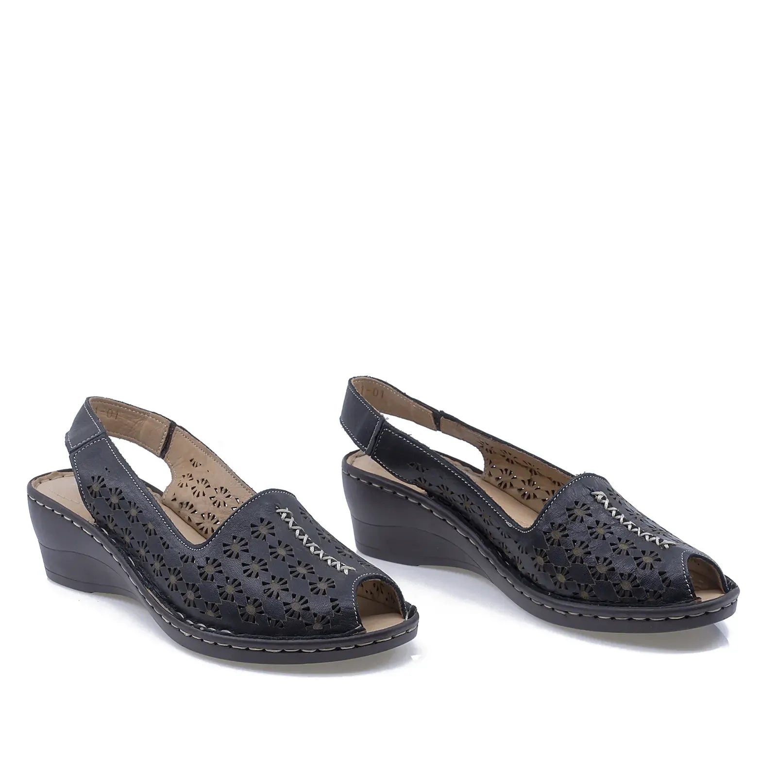 Sandale dama casual Anna Viotti piele naturala D27-5088-1 negru
