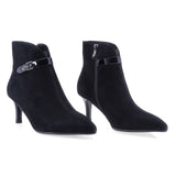 Botine dama elegante Anna Viotti piele intoarsa D106-25521-F3361 negre
