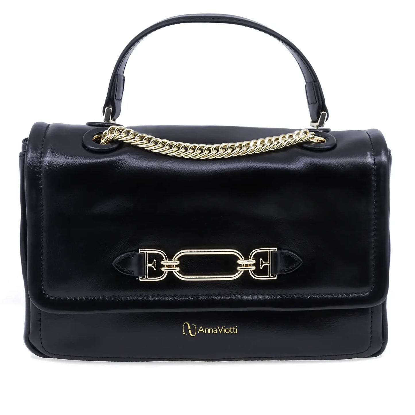 Geantă damă Anna Viotti piele naturala lucioasa CS6669A002 neagra