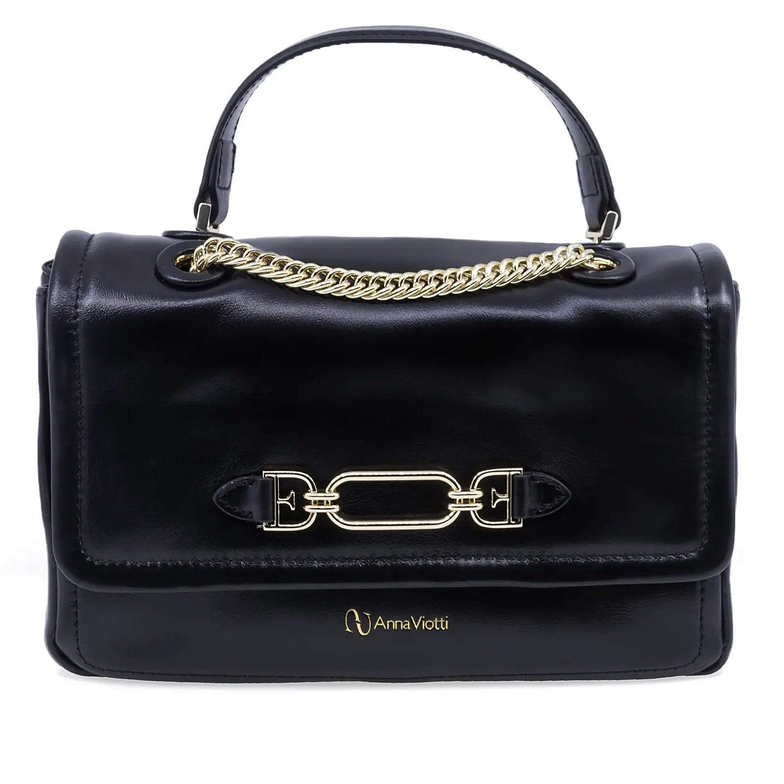 Geantă damă Anna Viotti piele naturala lucioasa CS6669A002 neagra