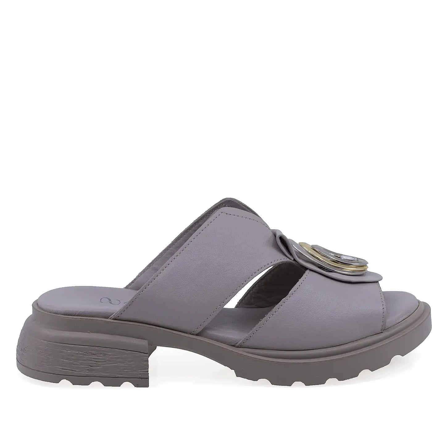 Papuci dama casual Anna Viotti piele naturala D22-S637 gri
