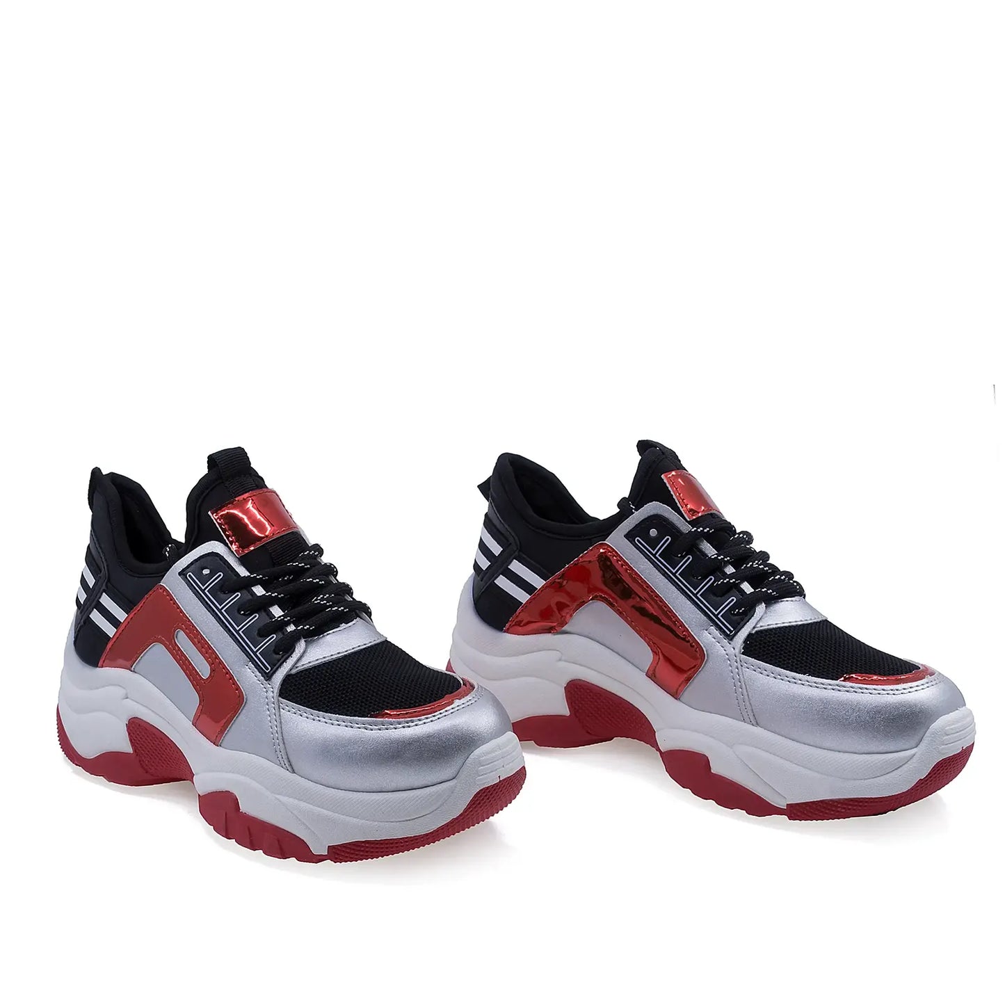 Pantofi dama sport poliuretan MK017 negru/rosu