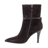 Botine dama elegante Anna Viotti piele intoarsa D106-Y10-X13DK maro