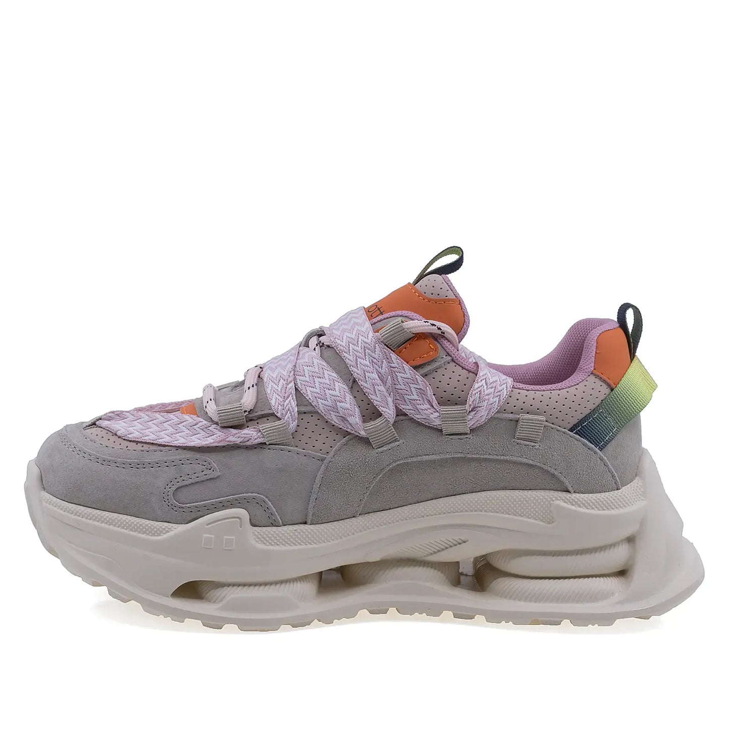 Pantofi dama sport Goretti piele intoarsa D106-3 roz/multi