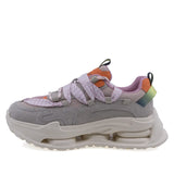 Pantofi dama sport Goretti piele intoarsa D106-3 roz/multi