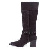Cizme dama casual Anna Viotti piele intoarsa D106-K0B417-RZ5860P-DK maro