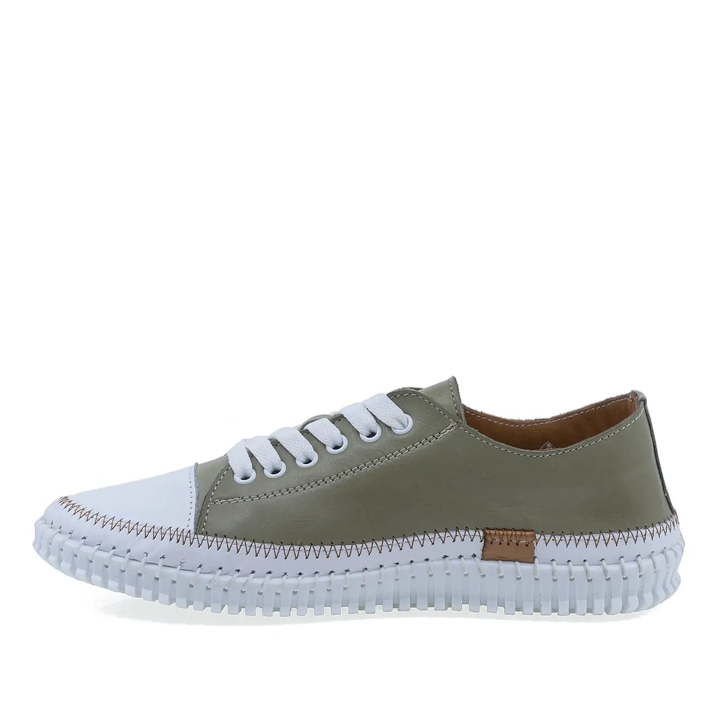 Pantofi Dama Casual Anna Viotti Piele naturala D76-409 verde/alb