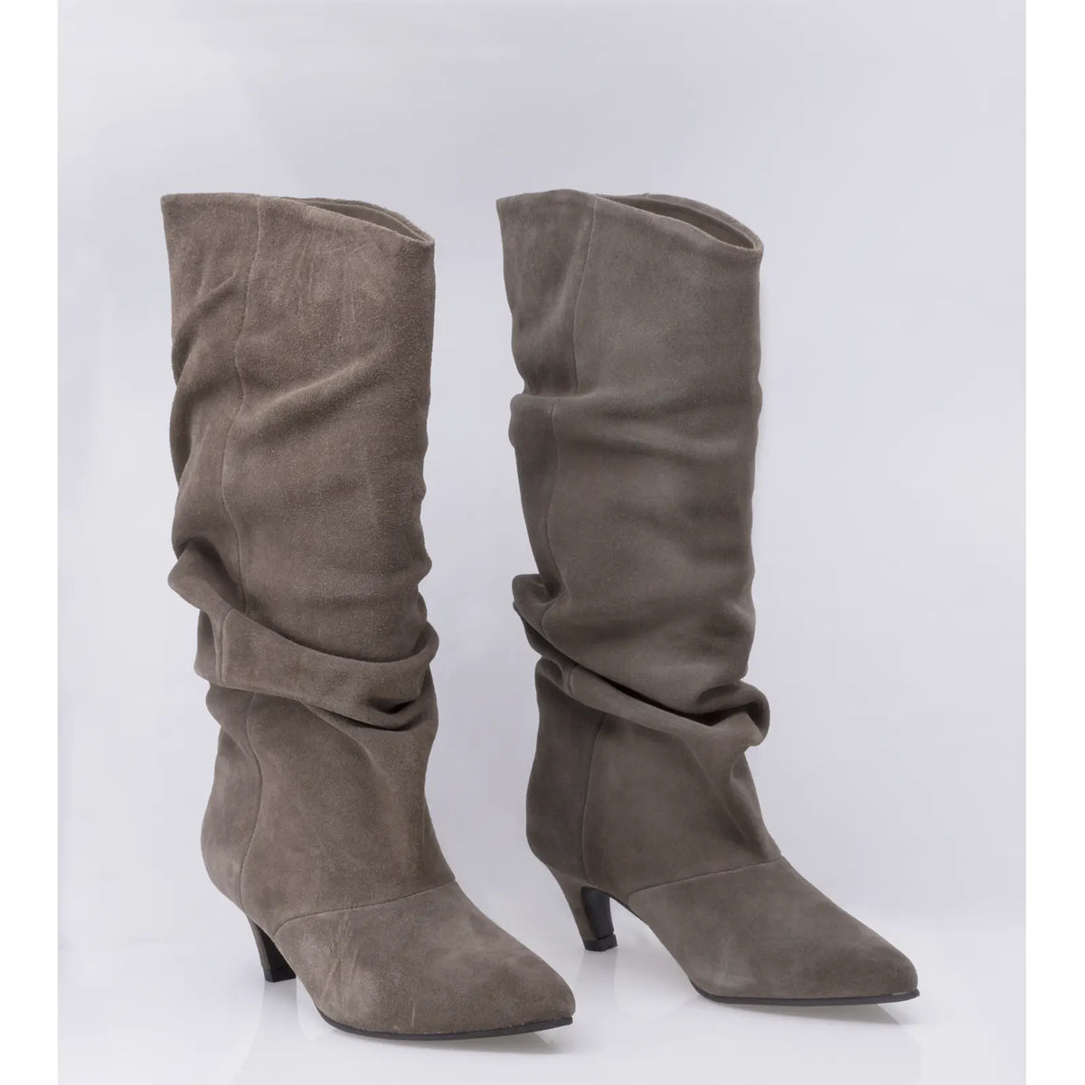 Cizme dama elegante Anna Viotti piele intoarsa D115-X20257-09R kaki