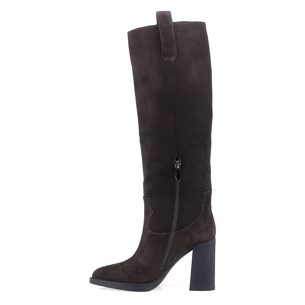 Cizme dama elegante Anna Viotti piele intoarsa D122-P113-236 maro