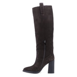 Cizme dama elegante Anna Viotti piele intoarsa D122-P113-236 maro